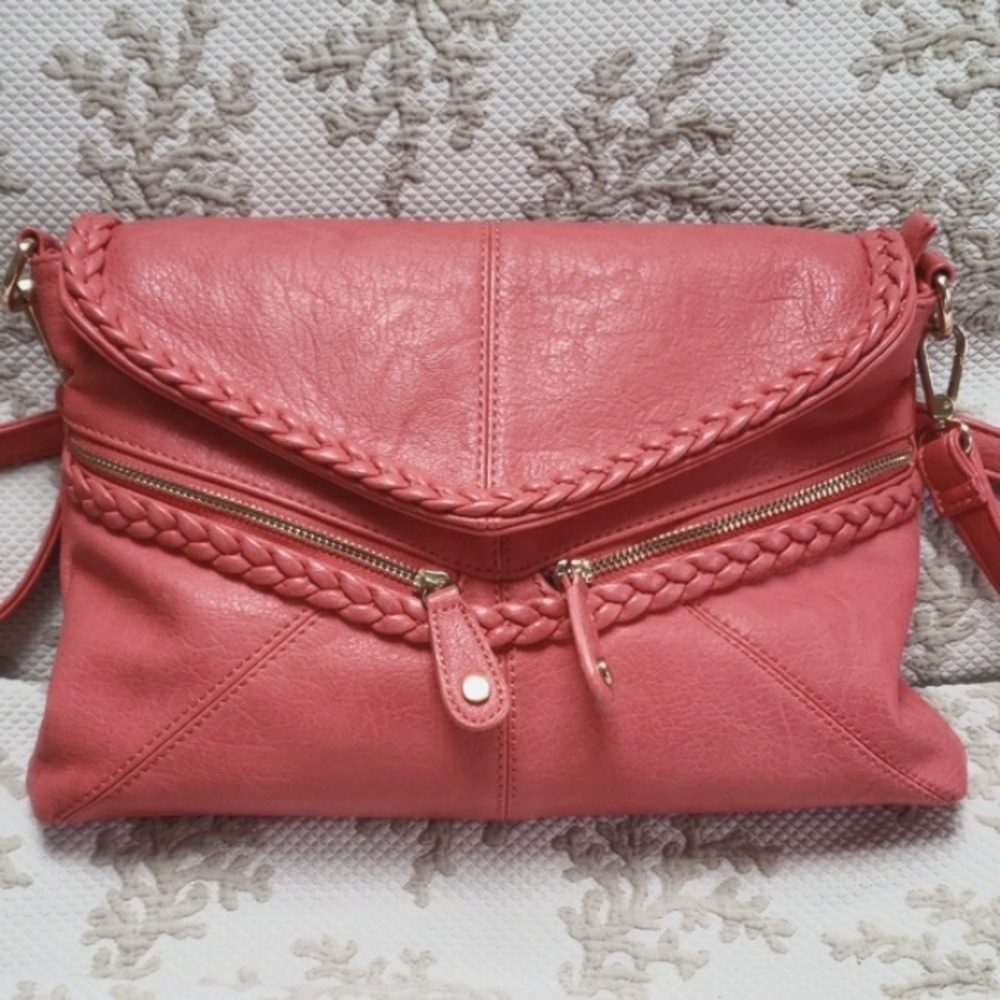 Urban Express Vegan Crossbody Bag in Salmon, Medium Size